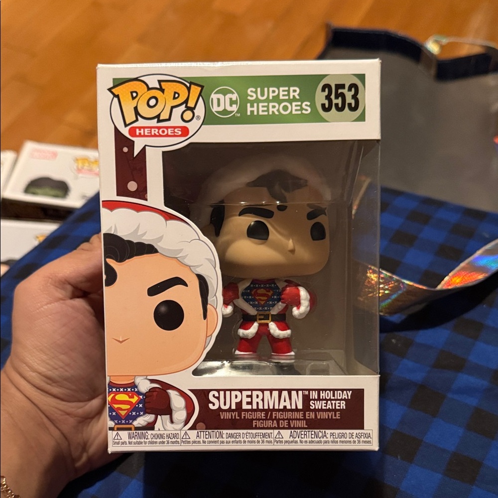 Funko Pop Superman in Red and White Holiday Sweater